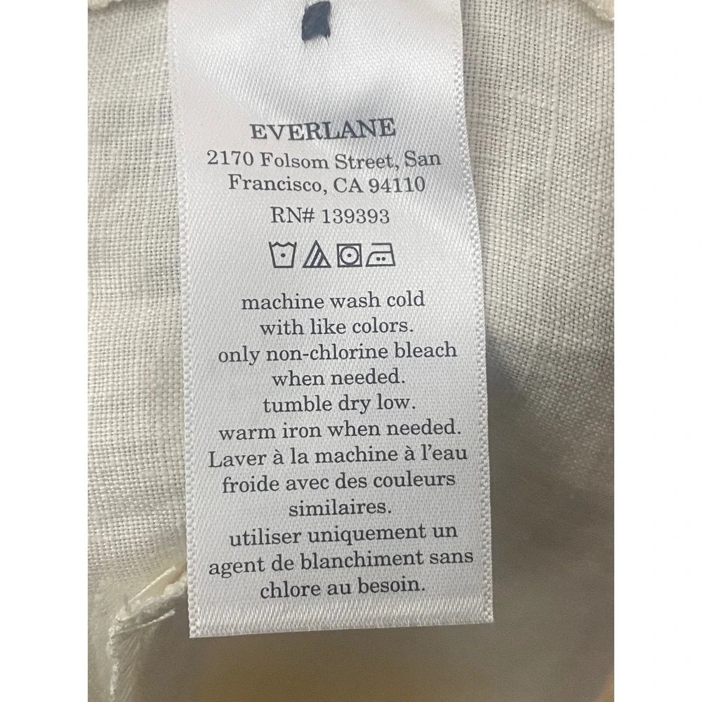 Everlane Way-High Drape Linen Pant Bone Off-White Wide‎ Leg Pleated Trousers 10